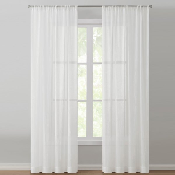 Lyra White Sheer Rod Pocket Curtain Panel, 84"