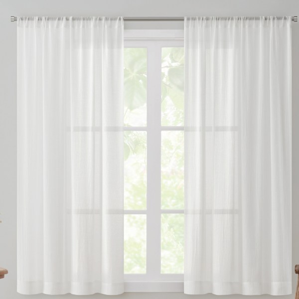 Lyra White Sheer Rod Pocket Curtain Panel, 95"