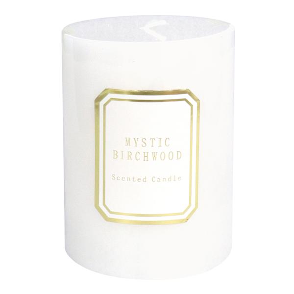 Providence White Mystic Birchwood Scented Pillar Candle, 3x4