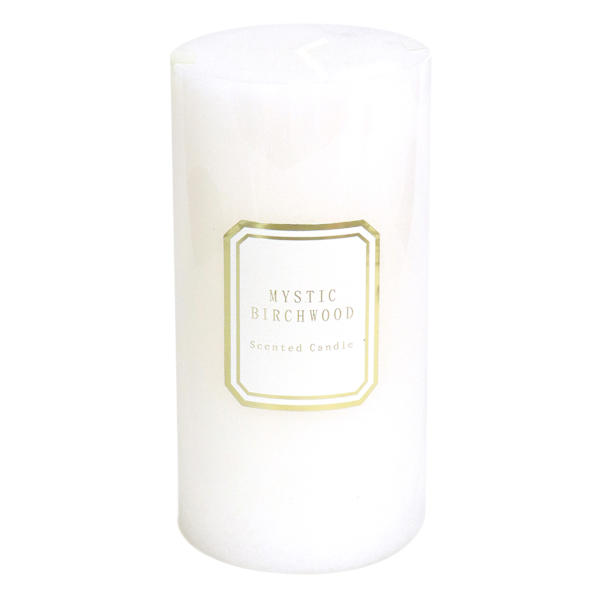 Providence White Mystic Birchwood Scented Pillar Candle, 3x6