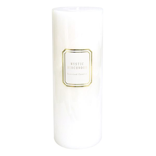 Providence White Mystic Birchwood Scented Pillar Candle, 4x11
