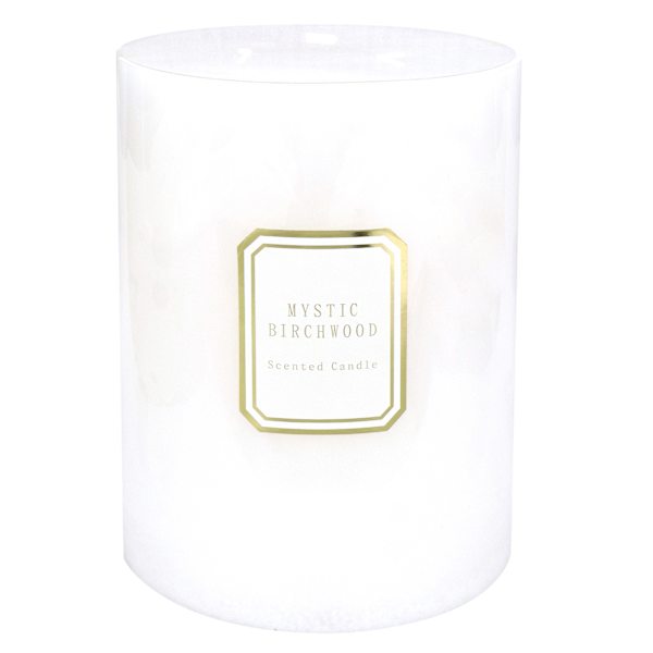 Providence White Mystic Birchwood Scented Pillar Candle, 6x8