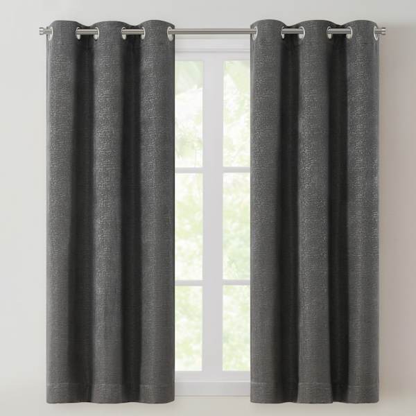 Lennon Black Grommet Blackout Curtain Panel, 63"
