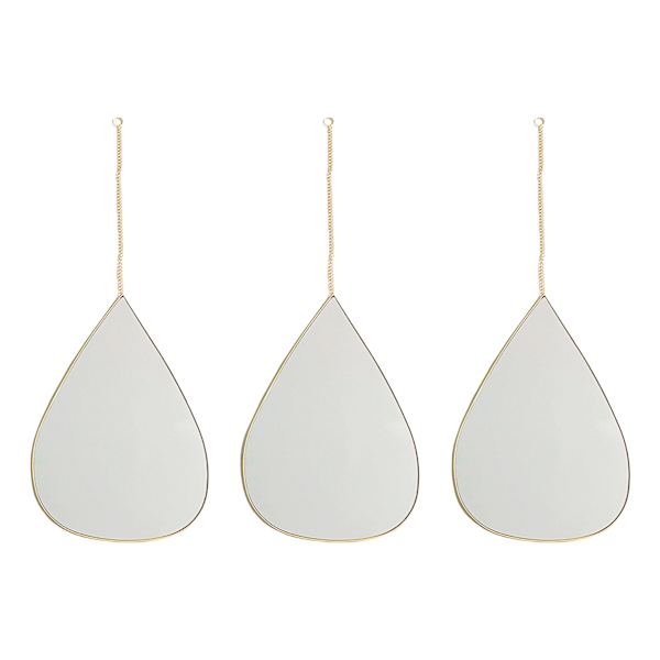3-Piece Teardrop Wall Mirror Set with Chain Hanger, 11X8