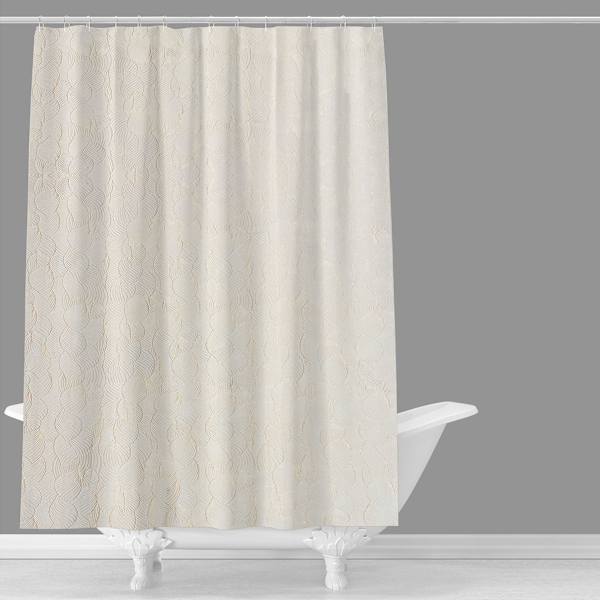 Found & Fable Taupe Leaf Print Jacquard Shower Curtain, 72"