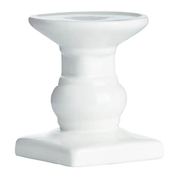 White Ceramic Pillar Candle Holder, 4"