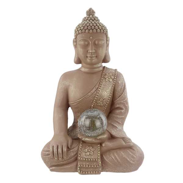 Found & Fable Buddha Solar Globe Outdoor Garden Statue, 26"
