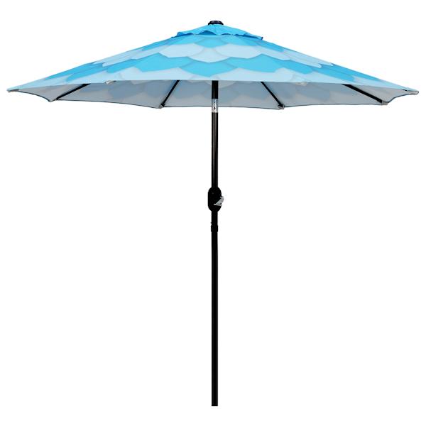 Blue Flower Crank & Tilt Round Patio Umbrella, 7.5'