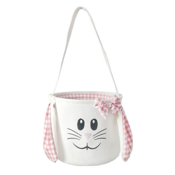 Pink Easter Bunny Face Fabric Basket