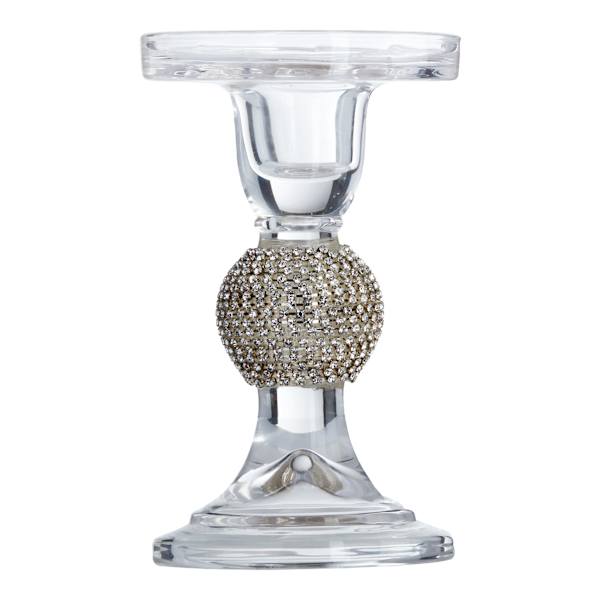 Clear Glass Gem Pillar Candle Holder, 5"