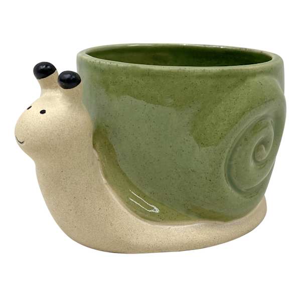 Honeybloom Indoor Green Snail Planter, 4.5"