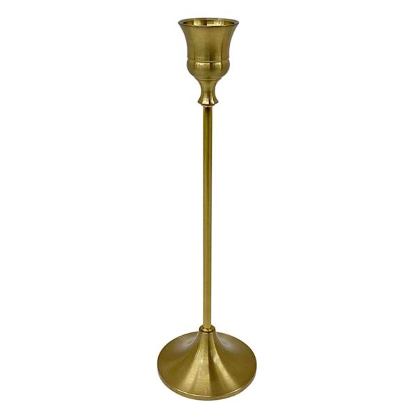 Providence Gold Metal Taper Candle Holder, 8.8"