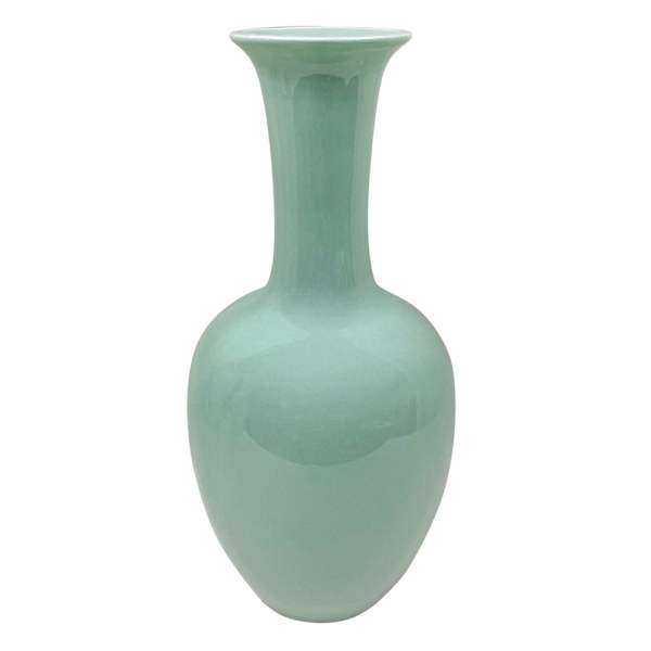 Providence Green Ceramic Long Neck Vase, 11.8"