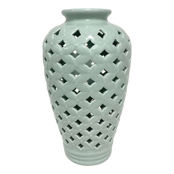 Providence Green Cutout Ceramic Vase, 12"