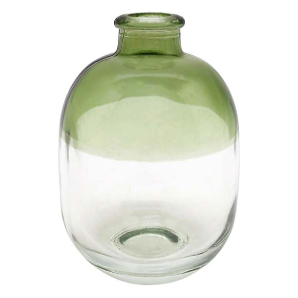 Green Clear Glass Vase, 5"