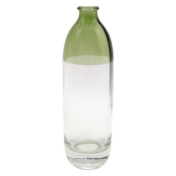 Green & Clear Glass Vase, 8"