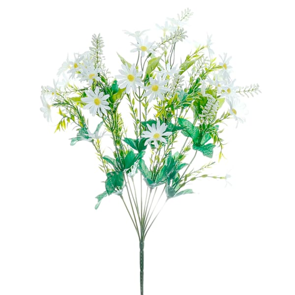 White Daisy Mixed Floral Bush, 19"