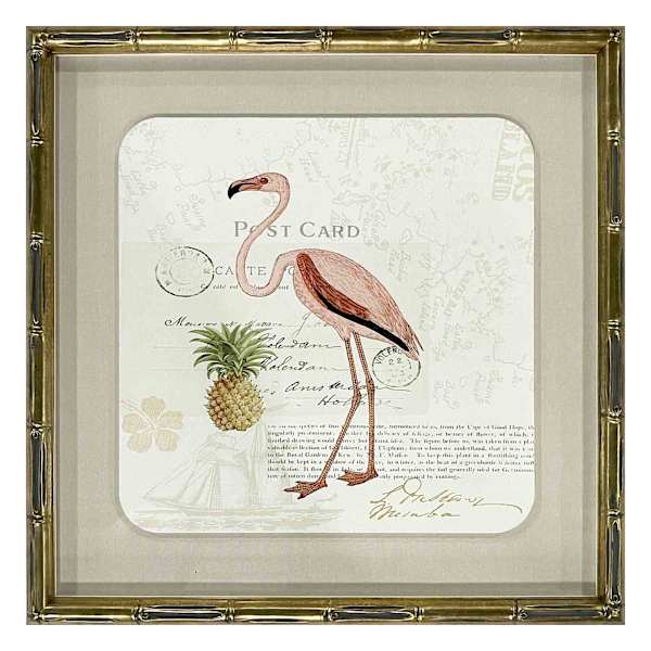 Providence Glass Framed Flamingo Print Wall Art, 17"