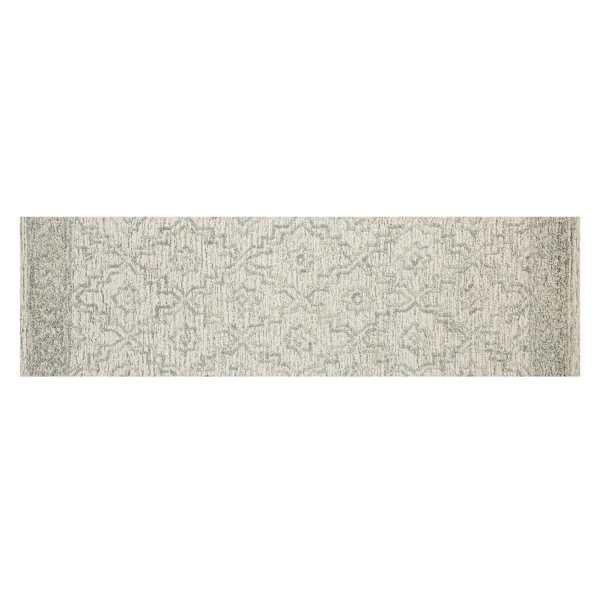 (A512) Providence Esmond Silver & Grey Floral Design Runner, 2x7