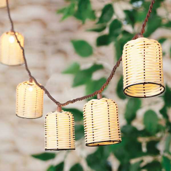 10 Count UL Rattan Look Lantern String Lights