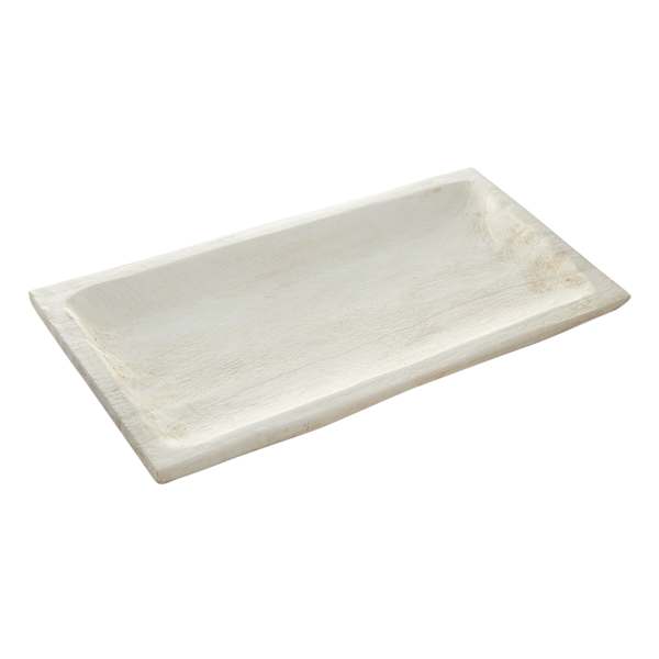 White Brushed Wooden Decorative Tray, 20x10