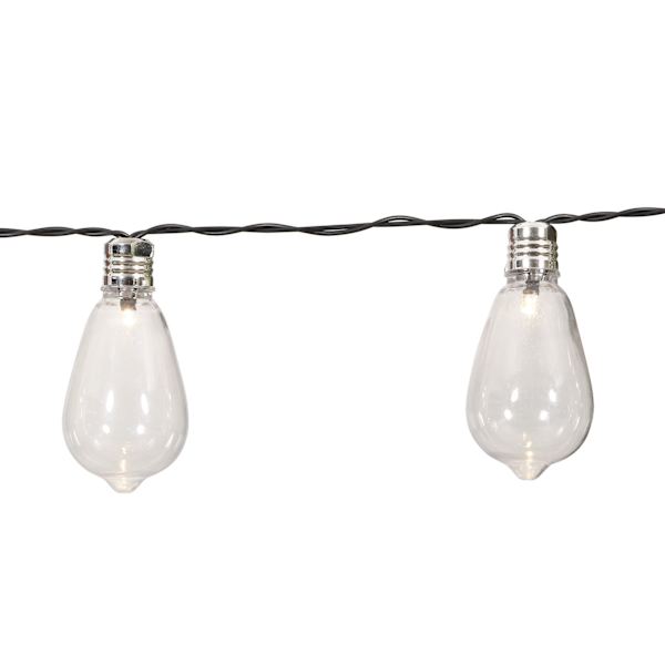 15-Count Solar LED Edison String Lights with Black Wire