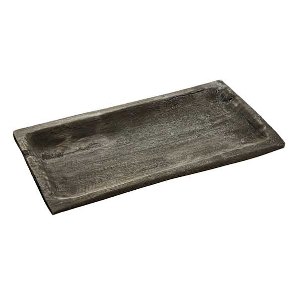 Black Brush Wooden Decorative Tray, 20x10