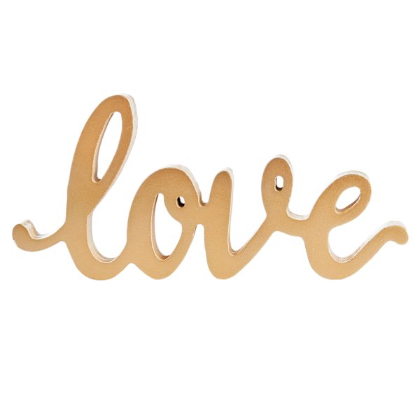 Gold Love Cutout Table Sign, 10x5