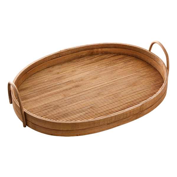 Found & Fable Natural Wooden Decorative Tray with Loop Handles, 16"