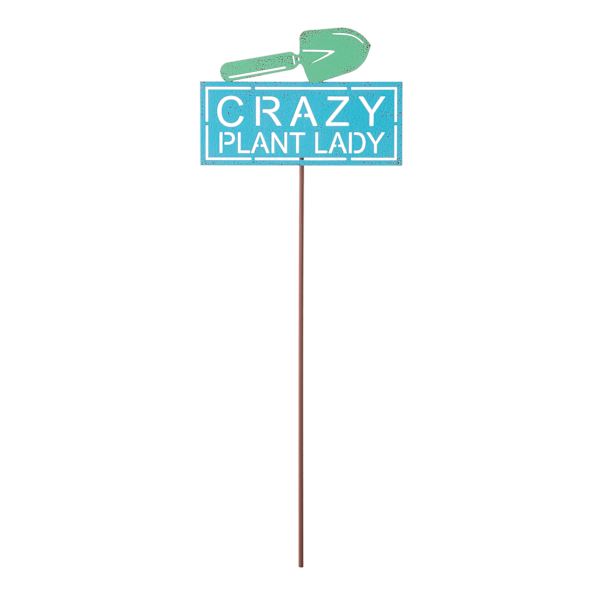 Crazy Plant Lady with Shovel Metal Yard Pick, 16"