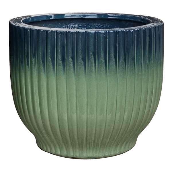 Found & Fable Alex Glazed Blue & Green Outdoor Planter, Medium