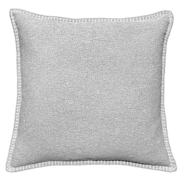 Grey Heathered Whip Stitch Feather Filled Throw Pillow, 18"