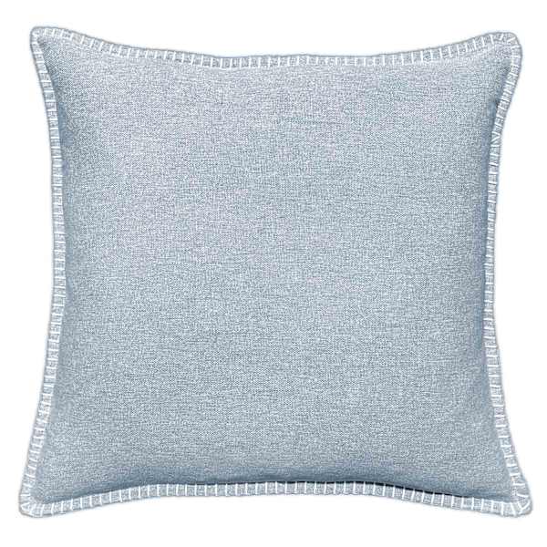 Blue Heathered Whip Stitch Feather Filled Throw Pillow, 18"