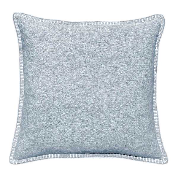 Blue Heathered Whip Stitch Feather Filled Throw Pillow, 24"