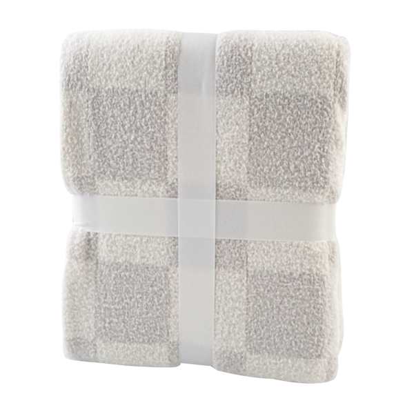 Honeybloom Grey Checkered Cozy Knit Throw Blanket, 50x60