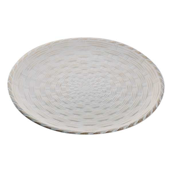 Honeybloom White Woven Decorative Platter, 16"