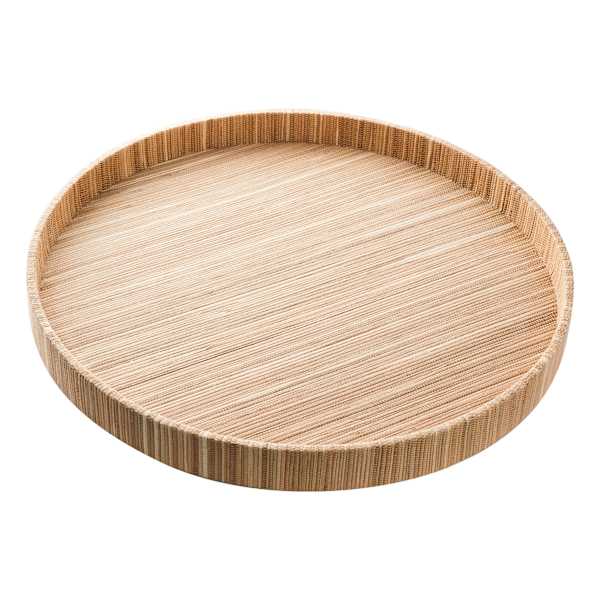 Honeybloom Brown Seagrass Woven Round Tray, 18"