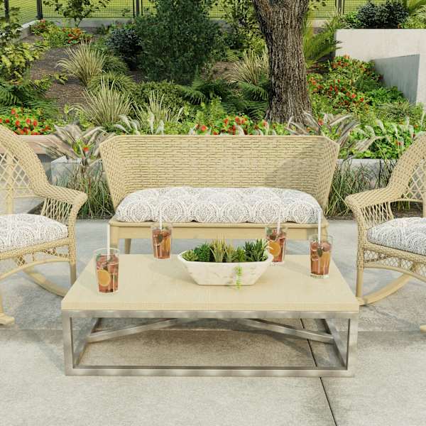 Andorra umber outdoor wicker settee cushion outdoor deco At Home