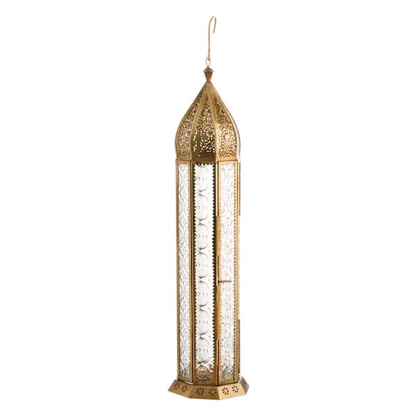 Brass & Silver Punch Lantern, 18"