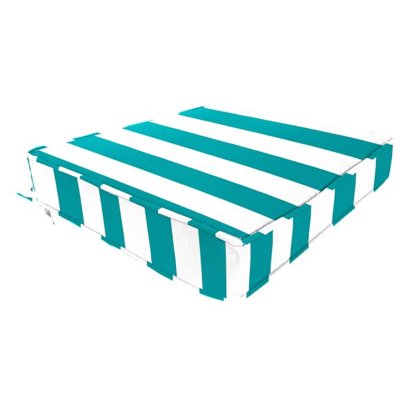 Turquoise Awning Stripe Outdoor Deep Seat Cushion