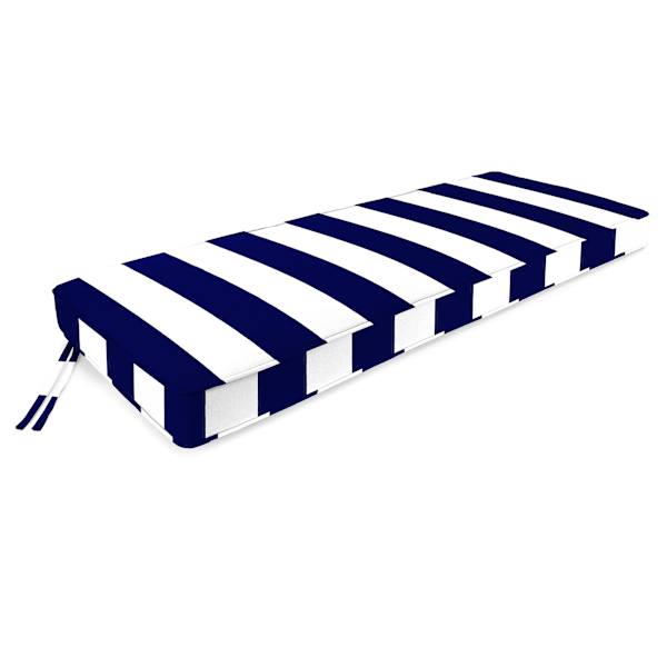 Providence Navy Blue Awning Stripe Outdoor Bench Cushion