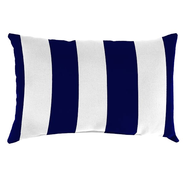 Navy Awning Stripe Lumbar Outdoor Throw Pillow, 14x20