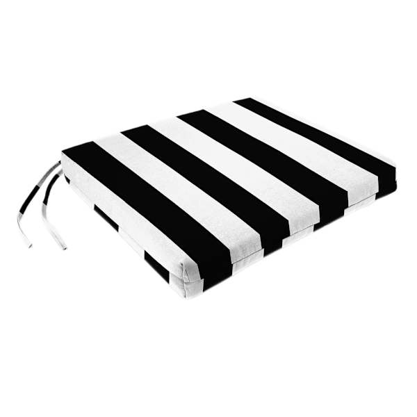 Black Awning Stripe Outdoor Square Seat Cushion