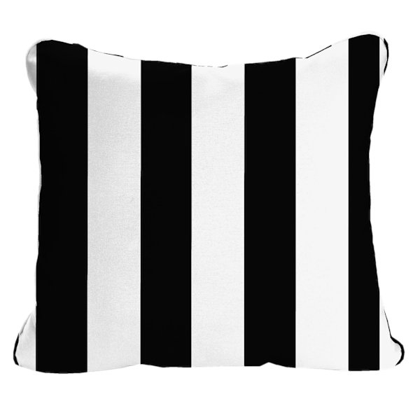 Providence Black Awning Stripe Outdoor Corded Back Cushion