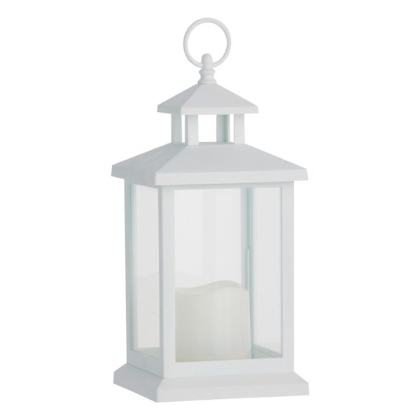 White LED Lantern with 6 Hour Timer, 12"