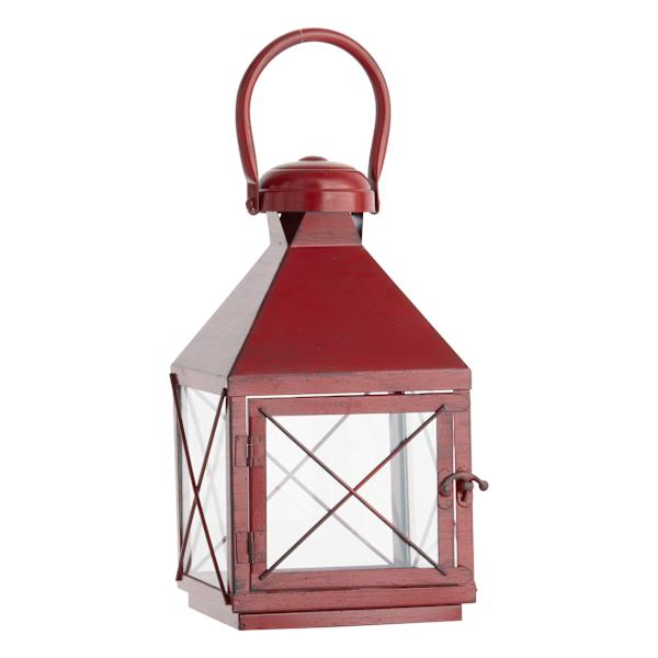 Red Metal Lantern, 11"