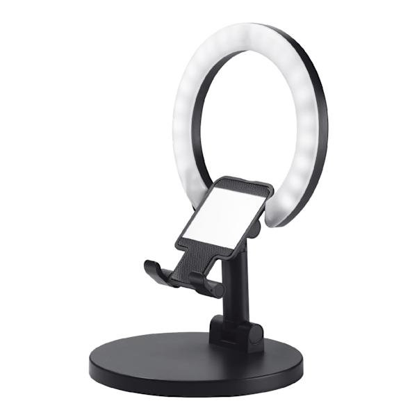 Black Phone Stand with Ring Light, 8"