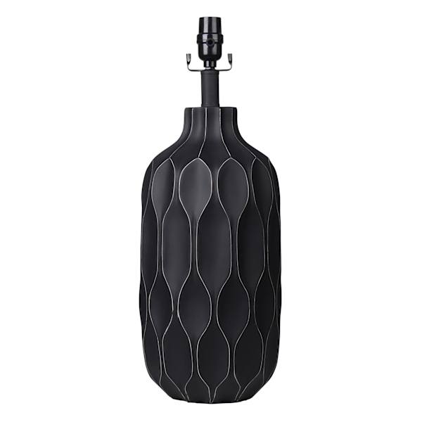 Matte Black Raised Grooves Medium Table Lamp Base, 21"