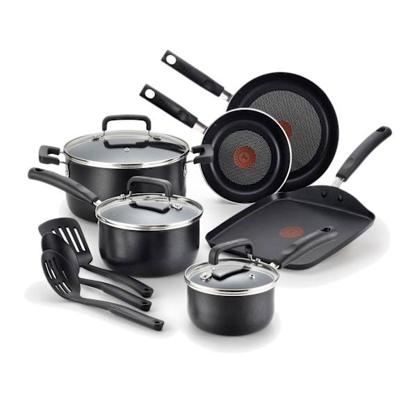 T-fal Signature 12-Piece Cookware Set, Black
