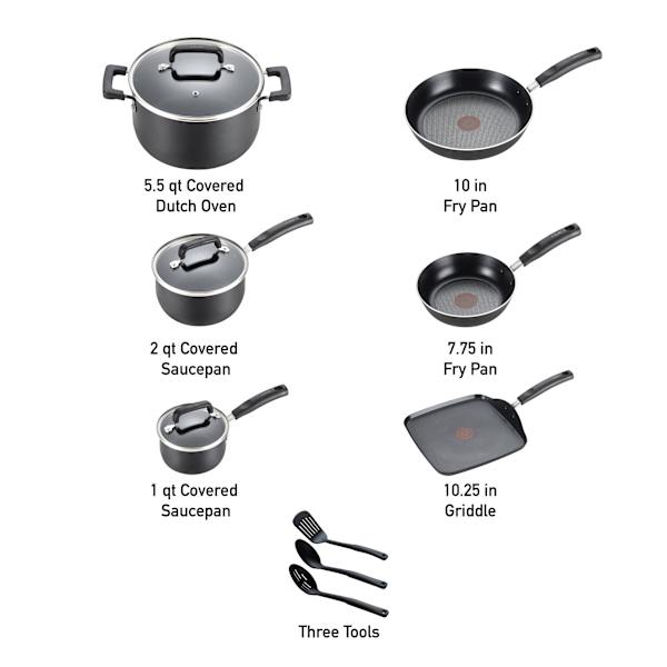 T-fal Signature 12-Piece Cookware Set, Black